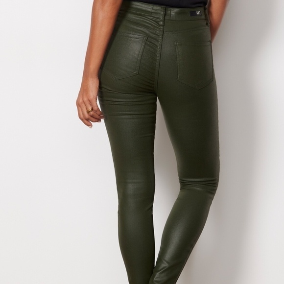 EUC Kut From The Kloth Coated Mia High Rise Skinny Olive Green Size 4 - Picture 2 of 9